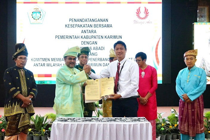 Acara seremon kerjasama Pemkab Karimun dengan pihak ketiga di sela acara syukuran HUT ke-23 Kabupaten Karimun