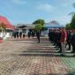 Kepala Rutan Karimun, Arjiunna saat memimpin apel kesiagaan