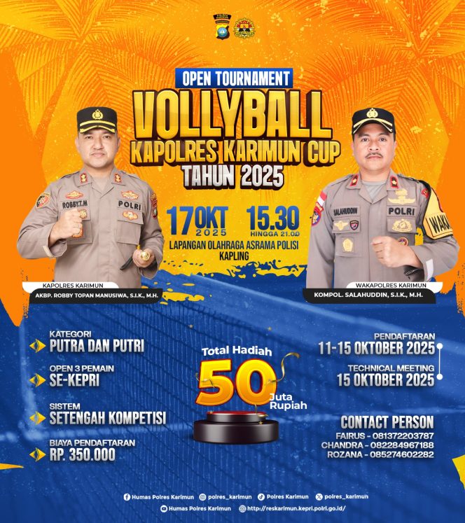 
 Open Tournament Volly Ball Kapolres Karimun Cup 2025 Resmi Di Gelar